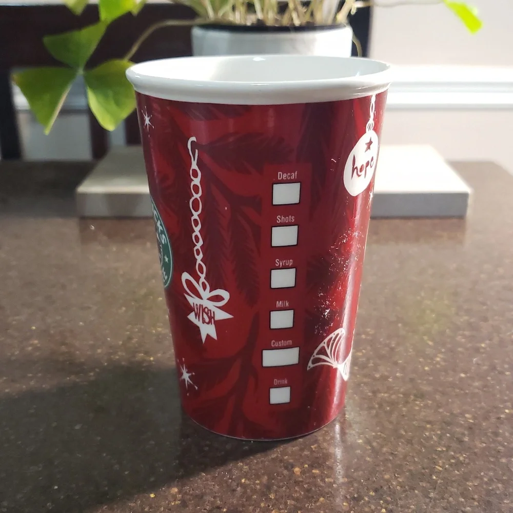 🌲Starbucks Christmas Coffee Mug 2010 Tree Ornament Red Tall Grande Latte - Picture 5 of 5